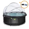 EXIT TOYS EXIT Black Leather Zwembad ø360x122cm Met Zandfilterpomp En Overkapping En Accessoire Set - Zwart