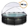 EXIT TOYS EXIT Black Leather Zwembad ø427x122cm Met Zandfilterpomp En Overkapping En Accessoire Set - Zwart
