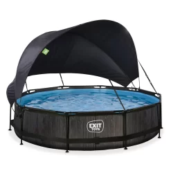 EXIT TOYS EXIT Black Wood Zwembad ø360x76cm Met Filterpomp En Schaduwdoek - Zwart