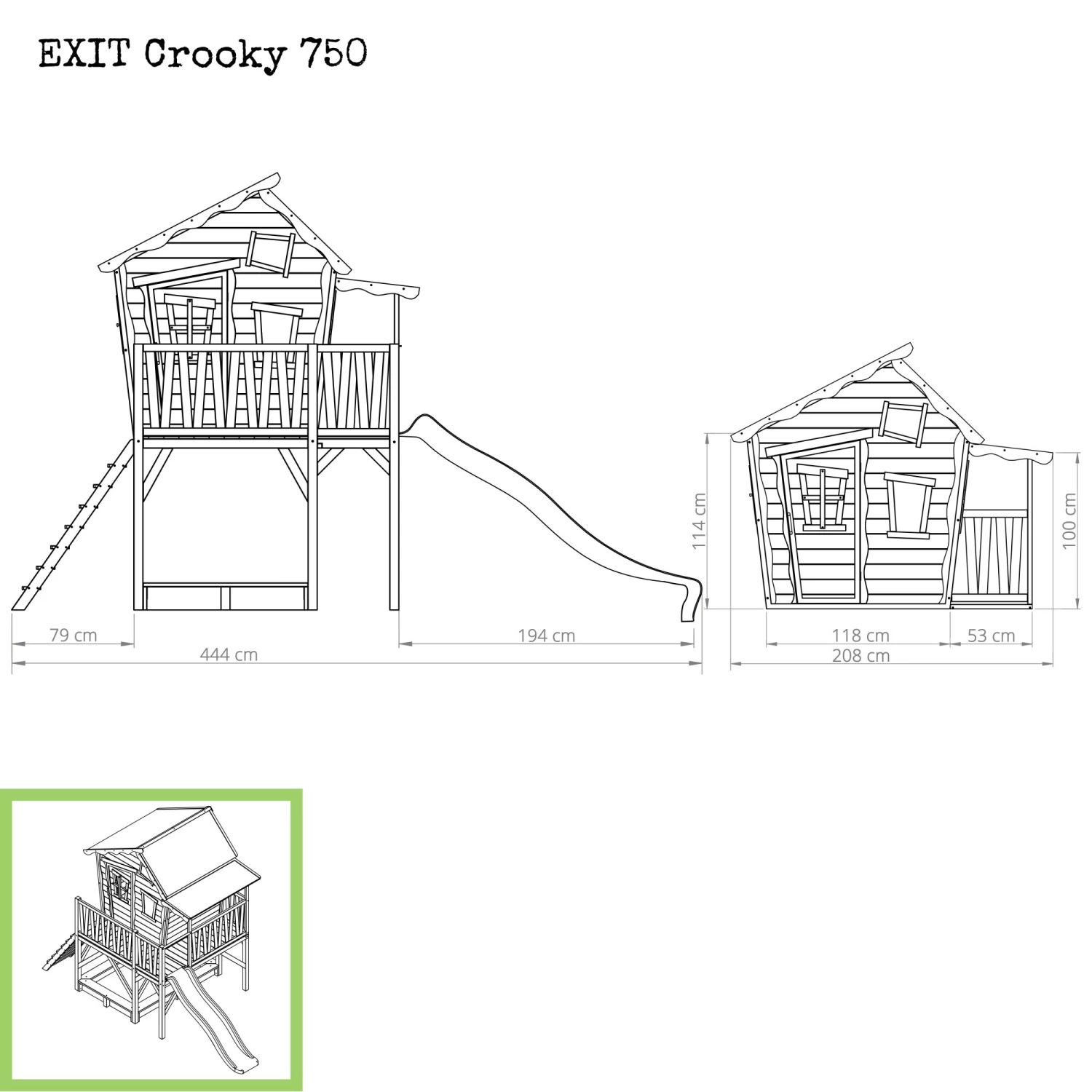 EXIT TOYS EXIT Crooky 750 Houten Speelhuis - Grijsbeige 2 EXIT TOYS EXIT Crooky 750 Houten Speelhuis - Grijsbeige - Afbeelding 2