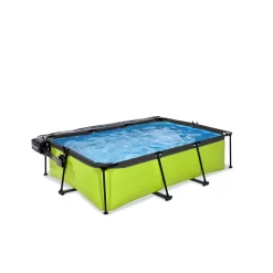 EXIT TOYS EXIT Lime Zwembad 220x150x65cm Met Filterpomp En Overkapping - Groen -Speeltoestellen exit lime zwembad 220x150x65cm met filterpomp en overkapping groen 2