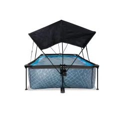 EXIT TOYS EXIT Stone Zwembad 220x150x65cm Met Filterpomp En Schaduwdoek - Grijs -Speeltoestellen exit stone zwembad 220x150x65cm met filterpomp en schaduwdoek grijs 2