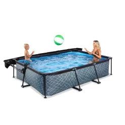 EXIT TOYS EXIT Stone Zwembad 300x200x65cm Met Filterpomp En Schaduwdoek - Grijs -Speeltoestellen exit stone zwembad 300x200x65cm met filterpomp en schaduwdoek grijs 7