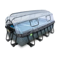EXIT TOYS EXIT Stone Zwembad 400x200x100cm Met Zandfilterpomp En Overkapping - Grijs
