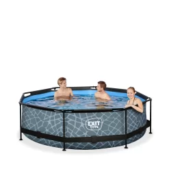 EXIT TOYS EXIT Stone Zwembad ø300x76cm Met Filterpomp - Grijs -Speeltoestellen exit stone zwembad o300x76cm met filterpomp grijs 3