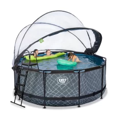 EXIT TOYS EXIT Stone Zwembad ø360x122cm Met Zandfilterpomp En Overkapping - Grijs -Speeltoestellen exit stone zwembad o360x122cm met zandfilterpomp en overkapping grijs 5