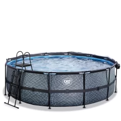 EXIT TOYS EXIT Stone Zwembad ø450x122cm Met Zandfilterpomp En Overkapping En Warmtepomp - Grijs -Speeltoestellen exit stone zwembad o450x122cm met zandfilterpomp en overkapping en warmtepomp grijs 2