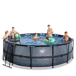 EXIT TOYS EXIT Stone Zwembad ø450x122cm Met Zandfilterpomp - Grijs -Speeltoestellen exit stone zwembad o450x122cm met zandfilterpomp grijs 4